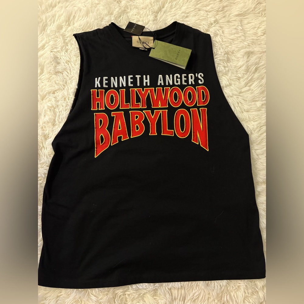 Gucci Men’s Tank Top with Red Hollywood Babylon Print